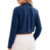 image:imageMANGOPOP Womens Bow Tie Neck Long Sleeve Bodysuit Button Down Blouse ShirtNavy Blue