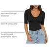 image:imageMANGOPOP Womens Half Sleeve Tops Scoop Neck Shirts Slim Fit Basic T ShirtsBlack