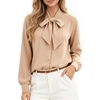 image:imageMANGOPOP Womens Bow Tie Neck Long Sleeve Bodysuit Button Down Blouse ShirtSemolina