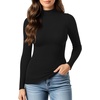 image:imageMANGOPOP Womens Mock Turtleneck Long Sleeve Shirt Undershirt Basic Tops01 Black