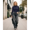 image:imageMANGOPOP Womens Mock Turtleneck Long Sleeve Shirt Undershirt Basic TopsDeep Blue