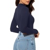 image:imageMANGOPOP Womens Mock Turtleneck Long Sleeve Shirt Undershirt Basic TopsDeep Blue