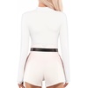 image:imageMANGOPOP Long Sleeve Body Suit Mock Turtle Neck Zip Up Bodysuit for Women Ribbed Deep V Sexy Bodysuit Shirts02fleece Lined White