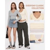 image:imageMANGOPOP Long Sleeve Shirts for Women Fall V Neck T Shirt Slim Fitted TeesA Creamy White