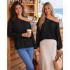 image:imageMANGOPOP Off The Shoulder Tops for Womens Sweatshirts Long Sleeve Pullovers Fall Outfits Y2k Casual Tunic TopsBlack