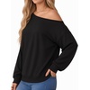 image:imageMANGOPOP Off The Shoulder Tops for Womens Sweatshirts Long Sleeve Pullovers Fall Outfits Y2k Casual Tunic TopsBlack