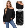 image:imageMANGOPOP Off The Shoulder Tops for Womens Sweatshirts Long Sleeve Pullovers Fall Outfits Y2k Casual Tunic TopsBlack