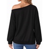 image:imageMANGOPOP Off The Shoulder Tops for Womens Sweatshirts Long Sleeve Pullovers Fall Outfits Y2k Casual Tunic TopsBlack