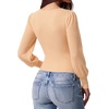 image:imageMANGOPOP Womens Puff Long Sleeve Sweater Bodysuit Crew Neck TopsBeige