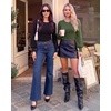 image:imageMANGOPOP Womens Puff Long Sleeve Sweater Bodysuit Crew Neck TopsGreen