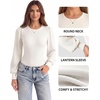 image:imageMANGOPOP Womens Puff Long Sleeve Sweater Bodysuit Crew Neck TopsWhite