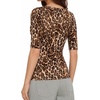 image:imageMANGOPOP Sexy Half Sleeve Tops for Women Scoop Neck Slim Fitted Casual Going Out T Shirt Tops 2026 TrendyLeopard Print