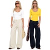 image:imageMANGOPOP Sexy Half Sleeve Tops for Women Scoop Neck Slim Fitted Casual Going Out T Shirt Tops 2026 TrendyYellow