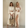image:imageMANGOPOP Womens 2 Piece Swimsuit Coverup Crochet Bathing Suit Cover Up SetAcream White