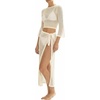 image:imageMANGOPOP Womens 2 Piece Swimsuit Coverup Crochet Bathing Suit Cover Up SetAcream White
