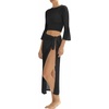 image:imageMANGOPOP Womens 2 Piece Swimsuit Coverup Crochet Bathing Suit Cover Up SetBlack