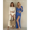 image:imageMANGOPOP Womens 2 Piece Swimsuit Coverup Crochet Bathing Suit Cover Up SetBlue