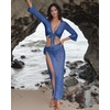 image:imageMANGOPOP Womens 2 Piece Swimsuit Coverup Crochet Bathing Suit Cover Up SetBlue