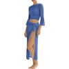 image:imageMANGOPOP Womens 2 Piece Swimsuit Coverup Crochet Bathing Suit Cover Up SetBlue