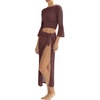 image:imageMANGOPOP Womens 2 Piece Swimsuit Coverup Crochet Bathing Suit Cover Up SetBrown
