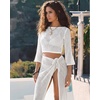 image:imageMANGOPOP Womens 2 Piece Swimsuit Coverup Crochet Bathing Suit Cover Up SetWhite