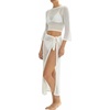 image:imageMANGOPOP Womens 2 Piece Swimsuit Coverup Crochet Bathing Suit Cover Up SetWhite