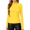 image:imageMANGOPOP Womens Mock Turtle Neck Slim Fit Long Sleeve Shirts Fall Fashion Tight Tops Basic Tee Winter Undershirt23 Yellow