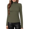 image:imageMANGOPOP Womens Mock Turtle Neck Slim Fit Long Sleeve Shirts Fall Fashion Tight Tops Basic Tee Winter Undershirt24 Olive Green