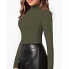 image:imageMANGOPOP Womens Mock Turtle Neck Slim Fit Long Sleeve Shirts Fall Fashion Tight Tops Basic Tee Winter Undershirt24 Olive Green