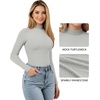 image:imageMANGOPOP Womens Mock Turtle Neck Slim Fit Long Sleeve Shirts Fall Fashion Tight Tops Basic Tee Winter UndershirtArgent With Sparkly