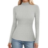 image:imageMANGOPOP Womens Mock Turtle Neck Slim Fit Long Sleeve Shirts Fall Fashion Tight Tops Basic Tee Winter UndershirtArgent With Sparkly
