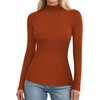 image:imageMANGOPOP Womens Mock Turtle Neck Slim Fit Long Sleeve Shirts Fall Fashion Tight Tops Basic Tee Winter UndershirtOrange With Sparkly