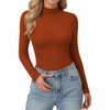 image:imageMANGOPOP Womens Mock Turtle Neck Slim Fit Long Sleeve Shirts Fall Fashion Tight Tops Basic Tee Winter UndershirtOrange With Sparkly