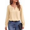 image:imageMANGOPOP Womens Long Sleeve Bodysuit Dressy Casual Business TopsApricot