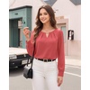 image:imageMANGOPOP Womens Long Sleeve Bodysuit Dressy Casual Business TopsDusty Pink
