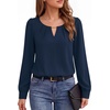 image:imageMANGOPOP Womens Long Sleeve Bodysuit Dressy Casual Business TopsNavy Blue