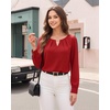 image:imageMANGOPOP Womens Long Sleeve Bodysuit Dressy Casual Business TopsRed