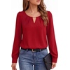image:imageMANGOPOP Womens Long Sleeve Bodysuit Dressy Casual Business TopsRed
