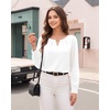 image:imageMANGOPOP Womens Long Sleeve Bodysuit Dressy Casual Business TopsWhite