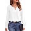 image:imageMANGOPOP Womens Long Sleeve Bodysuit Dressy Casual Business TopsWhite