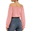 image:imageMANGOPOP Womens Ruffle Off the Shoulder Bodysuit Long Sleeve TopsDusty Pink