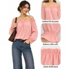 image:imageMANGOPOP Womens Ruffle Off the Shoulder Bodysuit Long Sleeve TopsDusty Pink