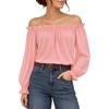 image:imageMANGOPOP Womens Ruffle Off the Shoulder Bodysuit Long Sleeve TopsDusty Pink