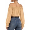 image:imageMANGOPOP Womens Ruffle Off the Shoulder Bodysuit Long Sleeve TopsKhaki