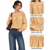 image:imageMANGOPOP Womens Ruffle Off the Shoulder Bodysuit Long Sleeve TopsKhaki