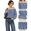 image:imageMANGOPOP Womens Ruffle Off the Shoulder Bodysuit Long Sleeve TopsMisty Blue