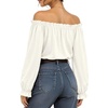 image:imageMANGOPOP Womens Ruffle Off the Shoulder Bodysuit Long Sleeve TopsWhite