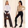 image:imageMANGOPOP Long Sleeve Body Suit Mock Turtle Neck Zip Up Bodysuit for Women Ribbed Deep V Sexy Bodysuit ShirtsWhiteMocha