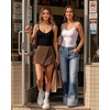 image:imageMANGOPOP Womens V Neck Double Lined Adjustable Cami BodysuitA01 Black