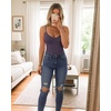 image:imageMANGOPOP Womens V Neck Double Lined Adjustable Cami BodysuitDeep Purple